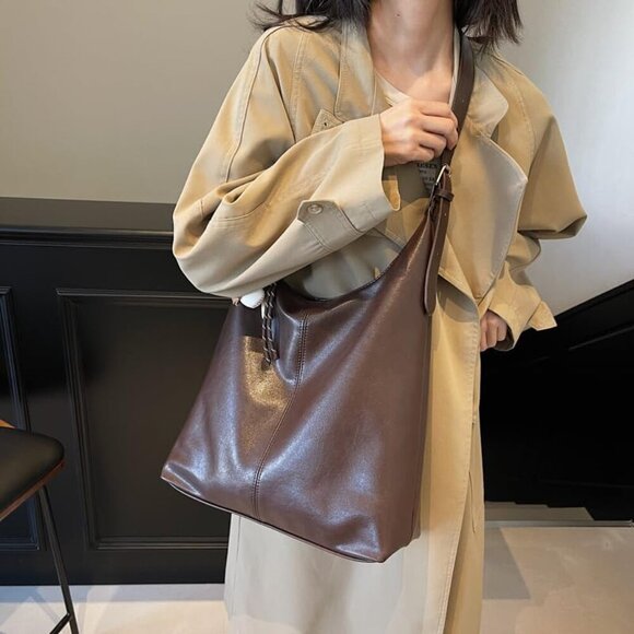 Hobo bag for Women,PU Leather Shoulder bag Slouchy Tote Bags Designer Handbag Bo - Picture 3 of 7